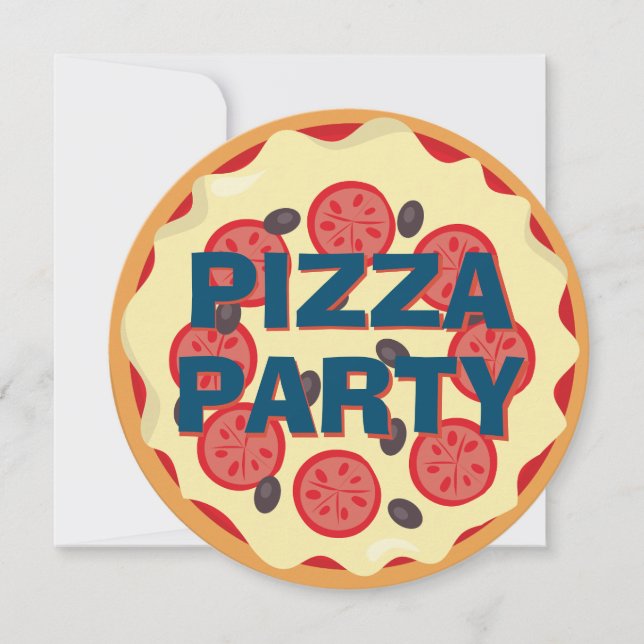 Invitation Pizza Party N'importe quel Anniversaire de enfant  (Devant)