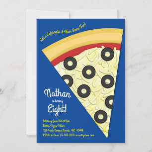 Invitation Pizza Party Olive Pizza Slice