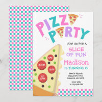 Invitation Pizza Party Pizza fête d'anniversaire