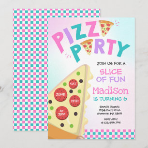Invitation Pizza Party Pizza fête d'anniversaire