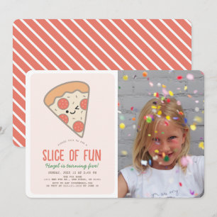 Invitation Pizza Pizza Kawaii Pink Photo Girl Anniversaire