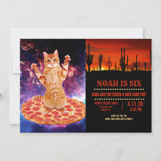 Invitation Pizza space cat