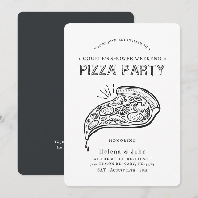 Invitation Pizza vintage | Couple's Shower Invita (Devant / Derrière)