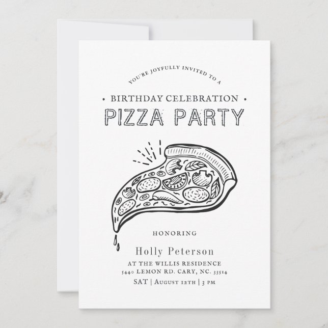 Invitation Pizza vintage | Fête d'anniversaire (Devant)