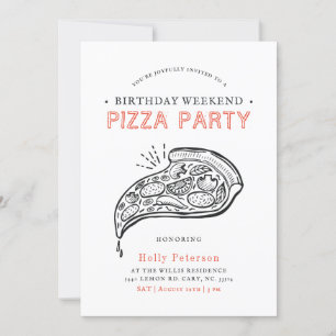Invitation Pizza vintage   Fin de semaine d'anniversaire