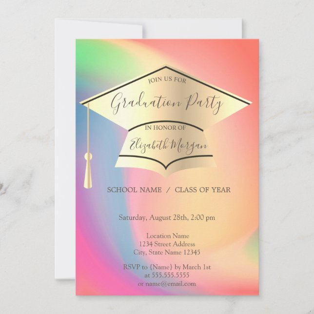 Invitation Plafond d'or, Graduation Ombre colorée (Devant)