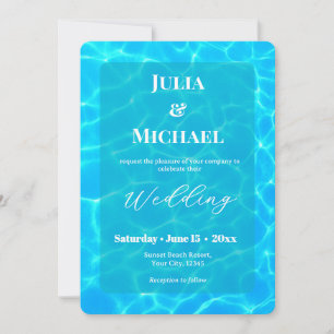 Invitation Plage à l'eau bleue & thème océanique pour mariage