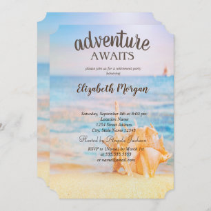 Invitation Plage adorable, Sable, Seashells Retraite
