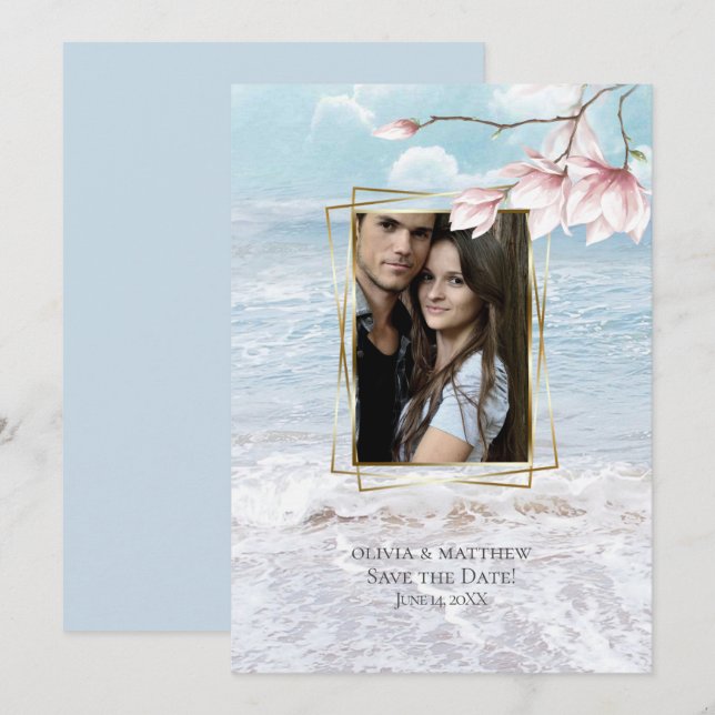 Invitation Plage Arbor Elégant Bord De Mer (Devant / Derrière)