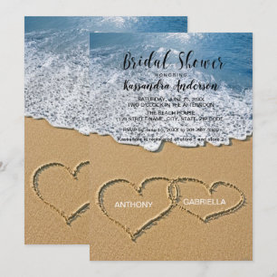 Invitation Plage Au Coeur Dans La Fête des mariées De Sable