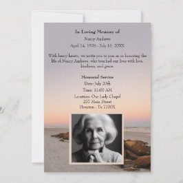 Invitation Plage au coucher du soleil en mémoire d'amour