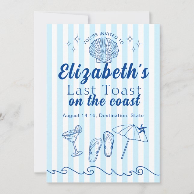 Invitation Plage Bachelorette Dernier Toast Sur La Côte (Devant)
