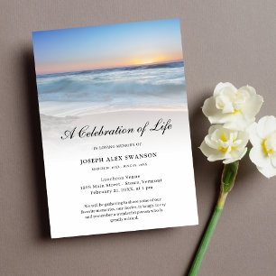 Invitation Plage Bord de mer Océan Célébration de la vie funé