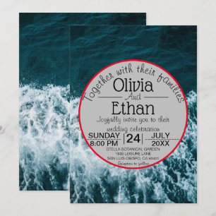 Invitation Plage côtière bleu marine classique Mariage Invita