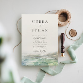 Invitation Plage côtière Piscine de Marée Ecru Green Mariage