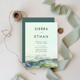Invitation Plage côtière Piscine de Marée Vert Vert Mariage m