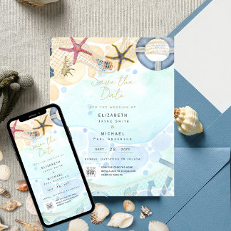 Invitation Plage côtière tropicale Destination Mariage