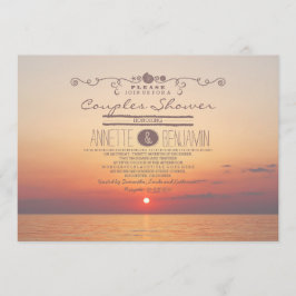 Invitation Plage coucher de soleil romantique moderne douche