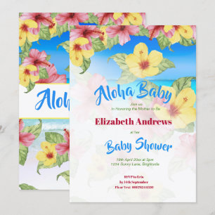 Invitation Plage de Baby shower de fleurs tropicales Aloha