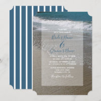 Plage de bord de mer et mariage de sable Invitatio