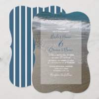 Plage de bord de mer et mariage de sable Invitatio