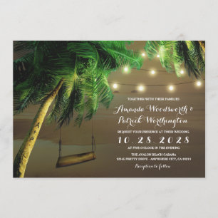 Invitation Plage de Palm Tree sculpté Lumières Mariage Invita