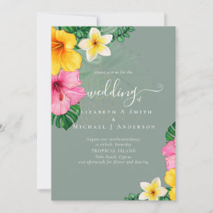 Invitation Plage de Paradise Tropical Mariage Florales vibran