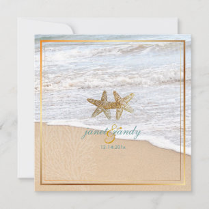 Invitation Plage de PixDezines+étoile de mer+corail