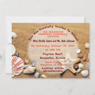 Invitation Plage de sable avec coquillages