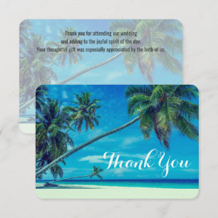 Invitation Plage de sable blanc avec palmiers Mariage Merci