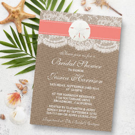 Invitation Plage de sable Dollar - Coral