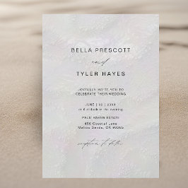 Invitation Plage de Sables Perlés Côtiers Élégant Mariage Océ
