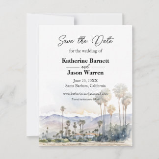 Invitation Plage de Santa Barbara Aquarelle Save the Date