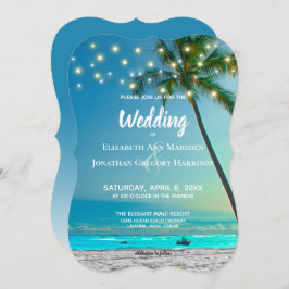 Invitation Plage Destination Mariage String Lumières Palms