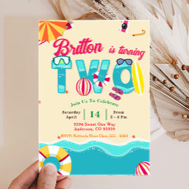 Invitation Plage d'été tropicale Deuxième anniversaire