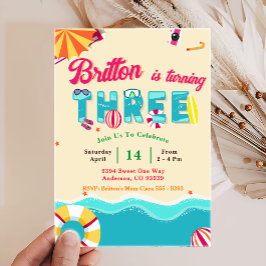 Invitation Plage d'été tropicale Troisième anniversaire