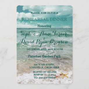 Invitation Plage élégant Starfish Mariage REHEARSAL DINNER