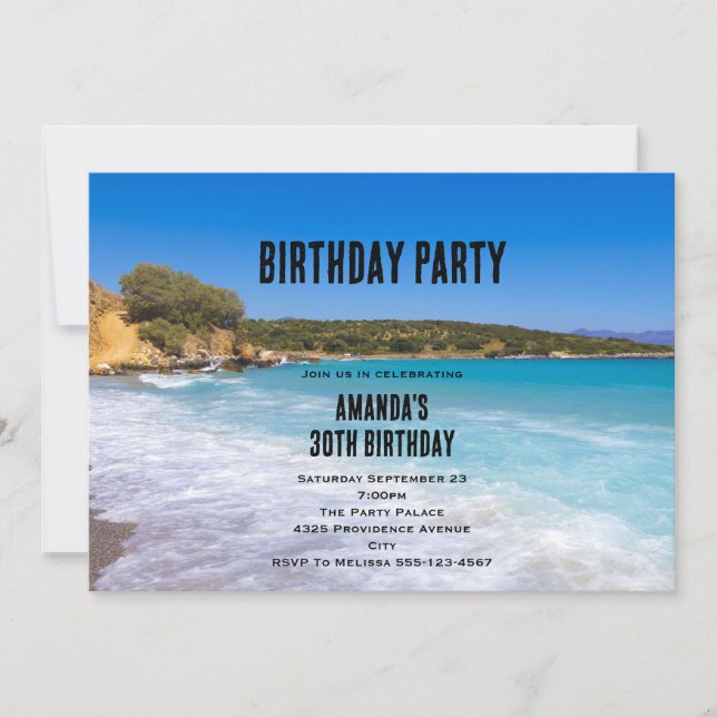 Invitation Plage exotique Île tropicale Paradis Anniversaire (Devant)