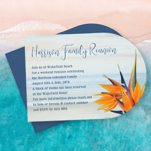 Invitation Plage Famille Réunion Oiseau du Paradis (Créateur téléchargé)
