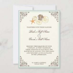 Invitation Plage Florale de coquillages de fleurs d'Hydrangea