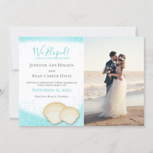 Invitation Plage Gold Sparkle Nous avons Elopé avec Mariage p