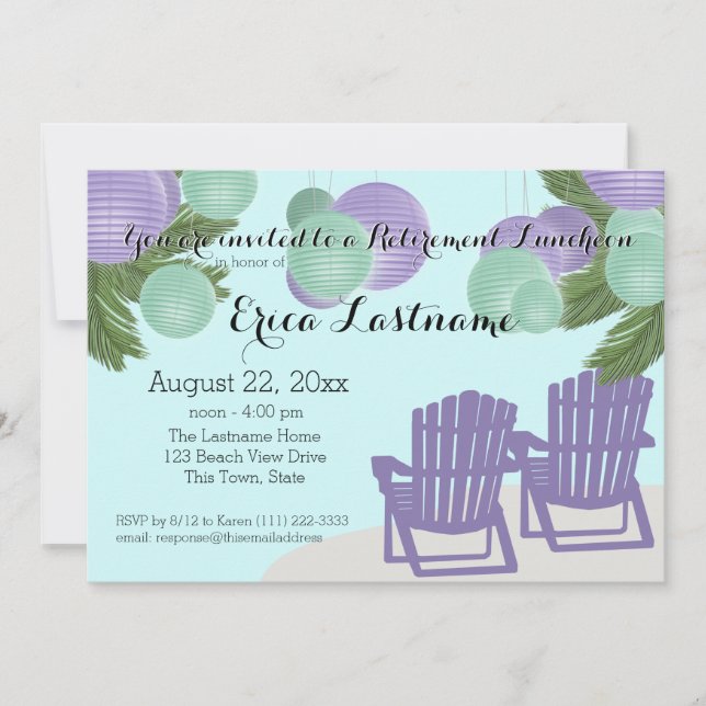 Invitation Plage Lanterns et Adirondack Chaises Retraite (Devant)