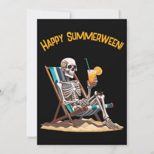 Invitation Plage Lounge Squelette Halloween