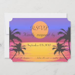Invitation Plage Mariage coucher de soleil RSVP