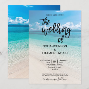 Invitation plage mariage destination tropicale été mer invi