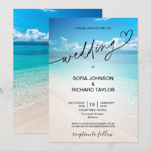 Invitation plage mariage destination tropicale été mer invi