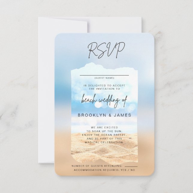 Invitation Plage Mariage RSVP Répondre (Devant)