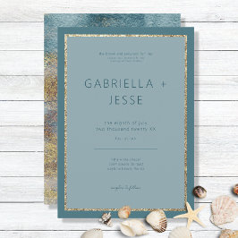 Invitation Plage moderne Abstrait Turquoise & Mariage or