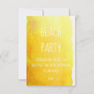 Invitation Plage moderne sable jaune aquarelle