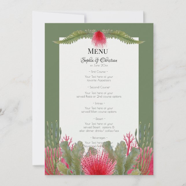 Invitation Plage nautique Menu De Réception De Mariage À Thèm (Devant)